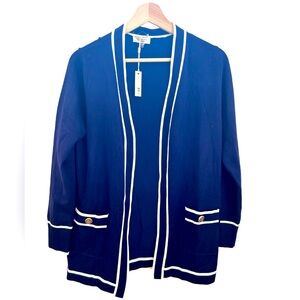 Essentials Milano Navy Cardigan With Brass Buttons